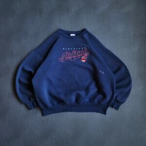 Vintage Cleveland Indians Embroidered Navy Sweatshirt XL